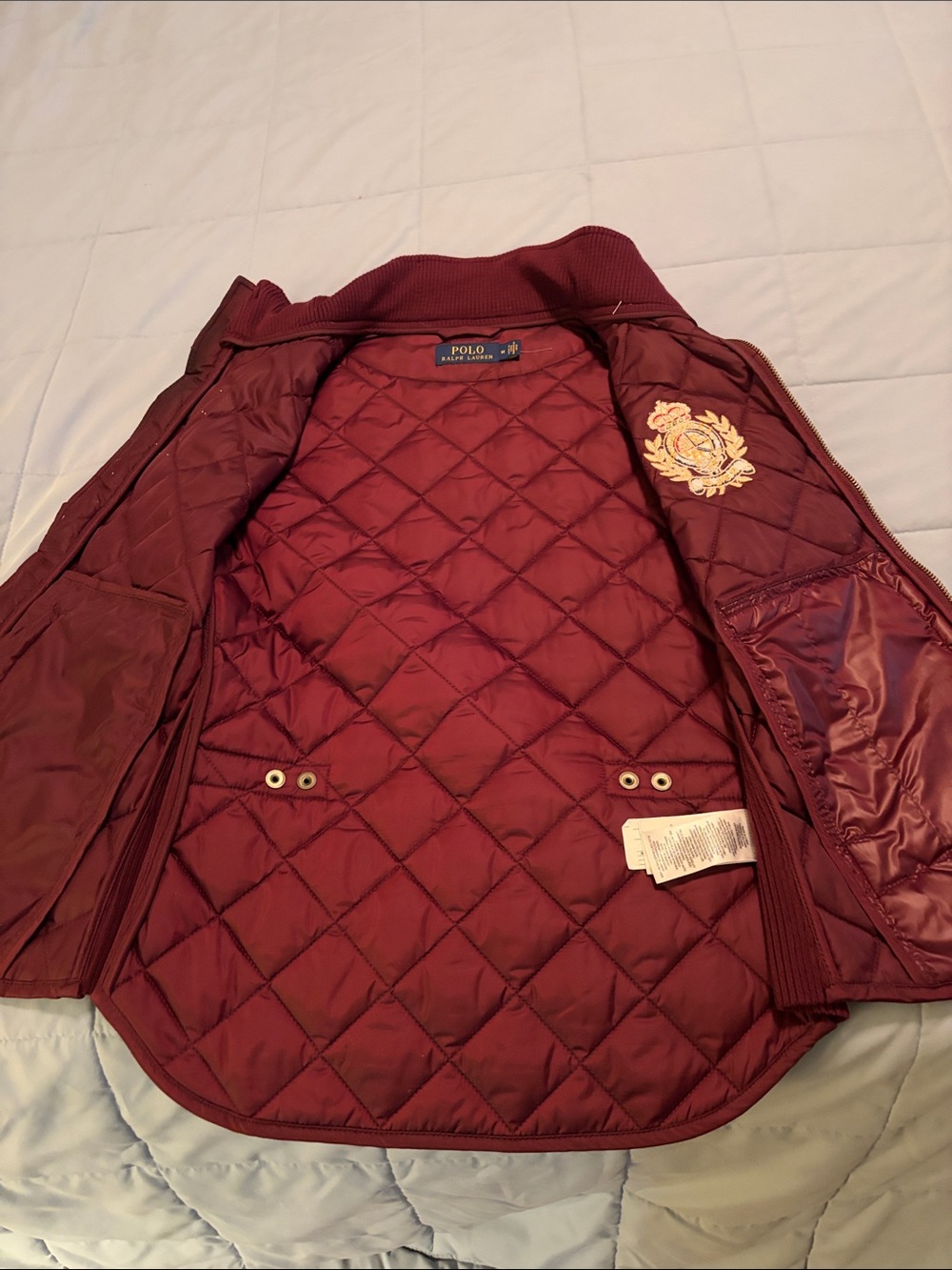Ralph Lauren polo Quilted Crest Jacket in Burgundy new size M - Picture 6 of 8